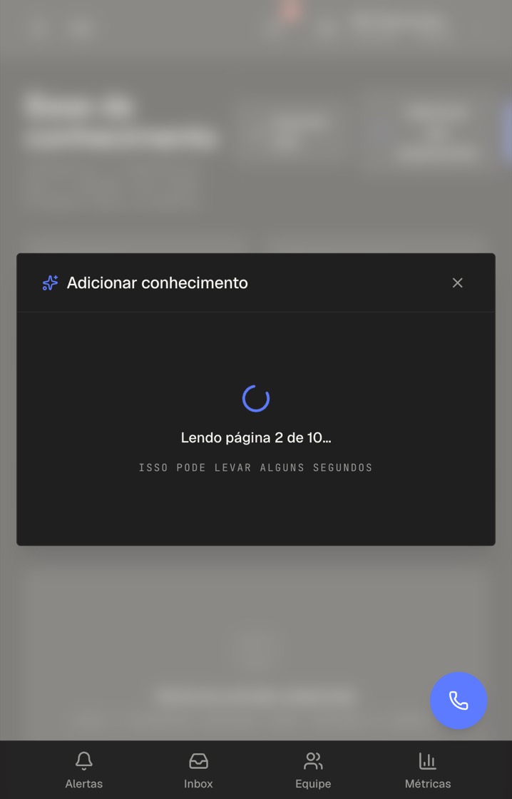Progresso da varredura — "Lendo página 1 de 10…"