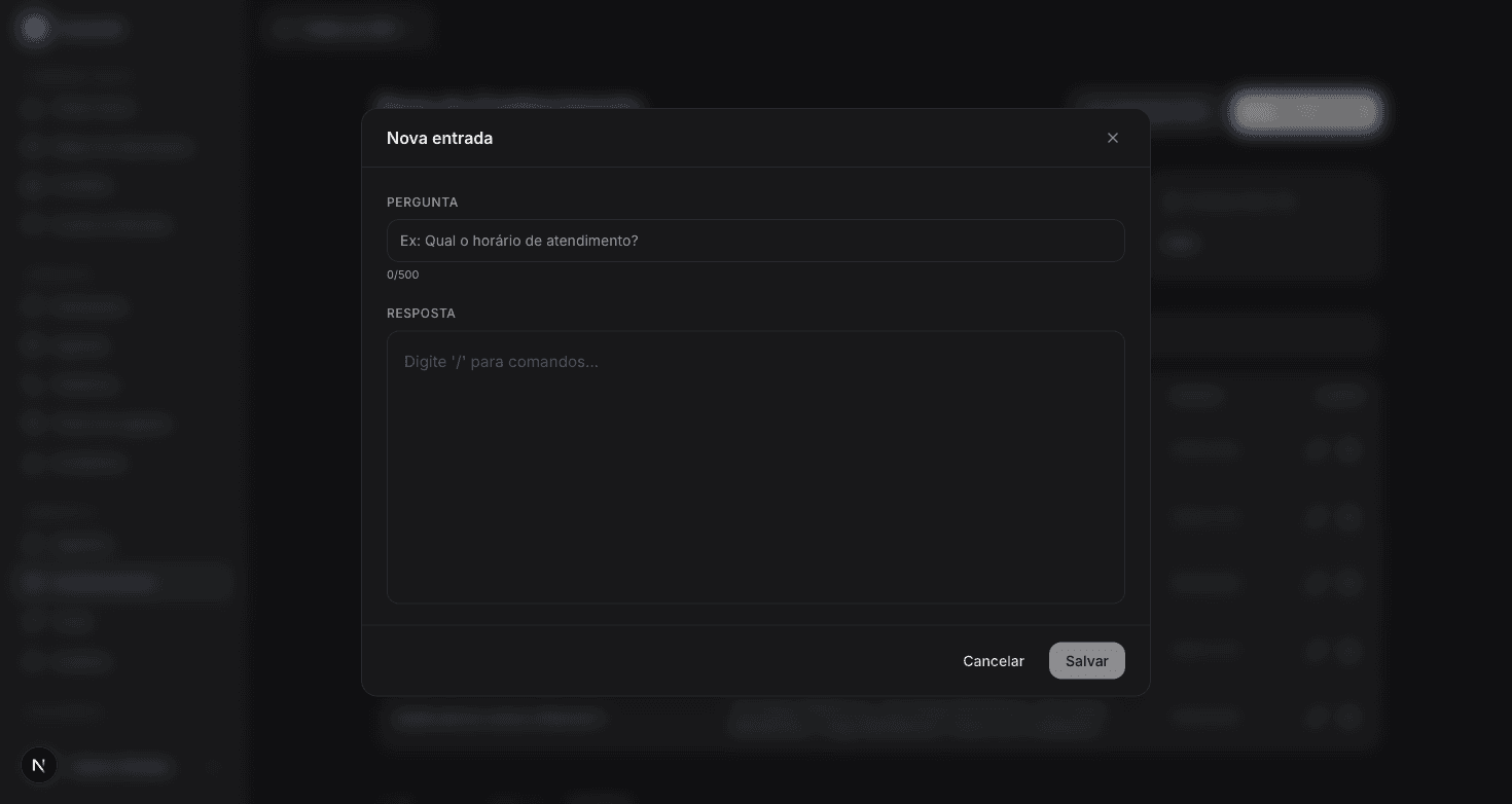 Modal do editor de KB